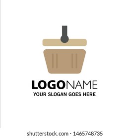 Basket, Cart, Shopping, Spring Business Logo Template. Flat Color. Vector Icon Template background