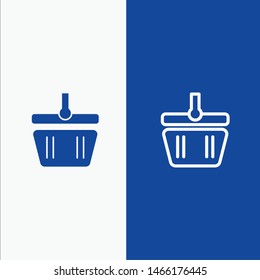 Basket, Cart, Shopping, Spring Line and Glyph Solid icon Blue banner Line and Glyph Solid icon Blue banner. Vector Icon Template background