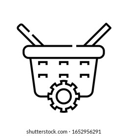 Korbwechselzeilensymbol, Concept-Zeichen, Umriss-Vektorillustration, Linearsymbol.