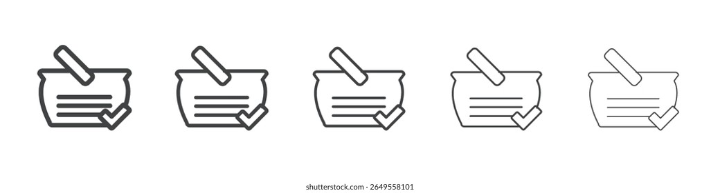 Logotipo de contorno simple plano del icono del cheque de la cesta