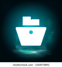 Basket, checkout, shopping vector icon. Lighting blue smoke neon icon.