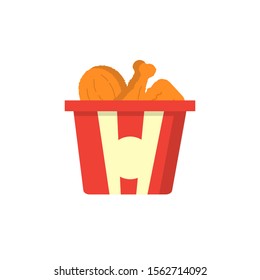 Basket chicken leg nuggets color icon. Simple line, outline vector of fast foot icons for ui and ux, website or mobile application