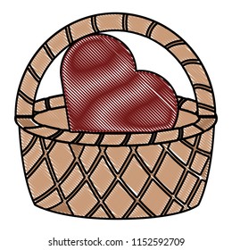 basket and chocolate heart