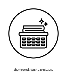 Basket with clean linen. Universal icon for web and mobile application. Vector illustration on a white background. Editable Thin line.