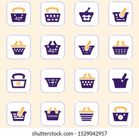 Basket color vector icons for user interface design