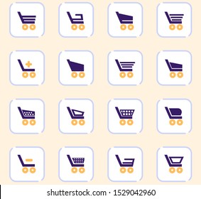 Basket color vector icons for user interface design