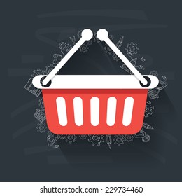 Basket concept on blackboard background,clean vector