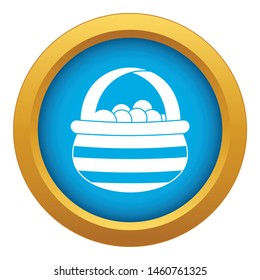 Basket with cranberries icon blue vector isolated on white background for any design
