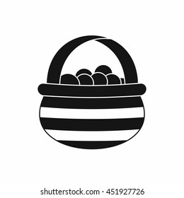Basket with cranberries icon in simple style isolated vector illustration
