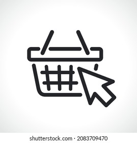 basket and cursor line icon
