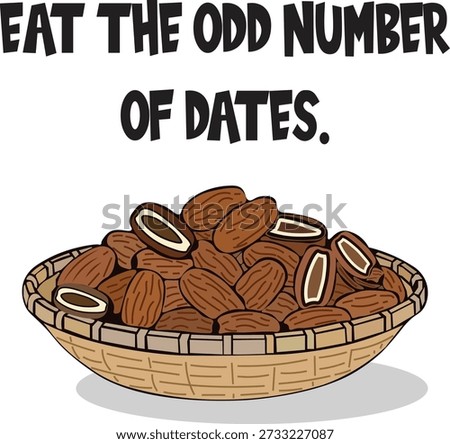 A basket of dates with a quirky eat the odd number phrase