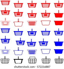 Basket different colour - set icons.
