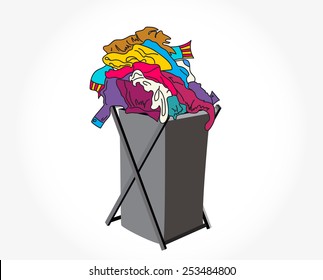 basket of dirty clothes