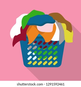 Basket of dirty clothes icon. Flat illustration of basket of dirty clothes vector icon for web design