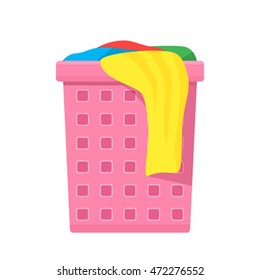 Basket of dirty laundry. flat vector illustration isolated on white background