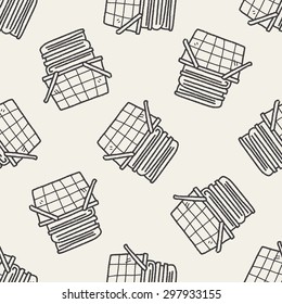 basket doodle seamless pattern background