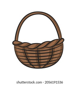 Basket in drawing style isolated vector. Object cartoon on white background.