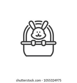 Basket with Easter bunny outline icon. linear style sign for mobile concept and web design. Easter holiday simple line vector icon. Symbol, logo illustration. Pixel perfect vector graphics