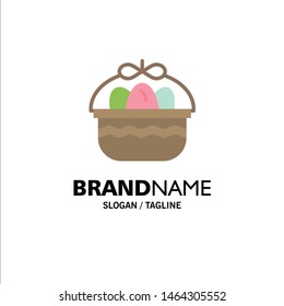 Basket, Easter, Egg, Nature Business Logo Template. Flat Color. Vector Icon Template background