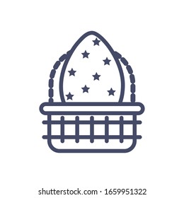 basket with easter egg over white background, line style icon, vector illustration