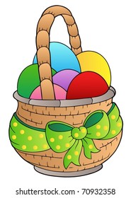 Basket with Easter eggs - vector illustration.