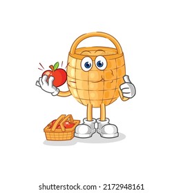 the basket eating an apple illustration. character vector