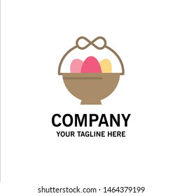 Basket, Egg, Easter Business Logo Template. Flat Color. Vector Icon Template background