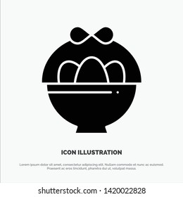 Basket, Egg, Easter solid Glyph Icon vector