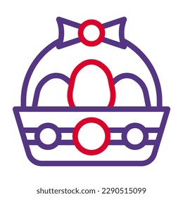 basket egg icon duocolor red purple colour easter illustration vector element and symbol perfect. Icon sign from modern collection for web.