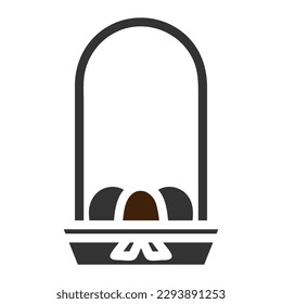 basket egg icon solid grey brown colour easter illustration vector element and symbol perfect. Icon sign from modern collection for web.