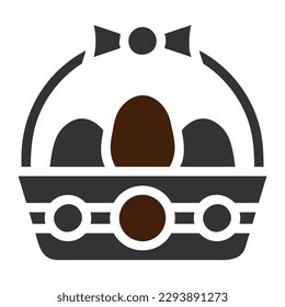 basket egg icon solid grey brown colour easter illustration vector element and symbol perfect. Icon sign from modern collection for web.