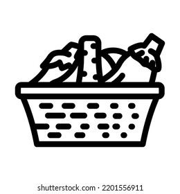 vector de icono de línea de eggplant de canasta. signo de berenjena de canasta. símbolo de contorno aislado ilustración negra