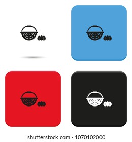 Basket and eggs flat vector icon.