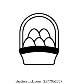 Basket of Eggs icon vector stock illustration