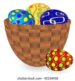 Basket with ????f?????? eggs on a white background. Vector illustration