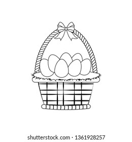 Basket with eggs outline