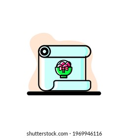 Basket of Eggs Paper Scroll Conceptual Vector Illustration Design Icon eps10 great for any purposes
