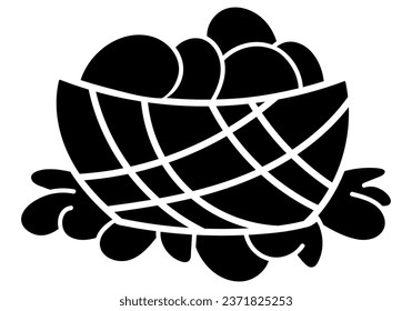Basket with eggs silhouette vector illustration. Isolated on white background