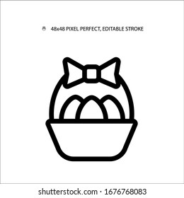 Basket with eggs simple line icon vector illustration.Editable stroke. 48x48 Pixel Perfect.