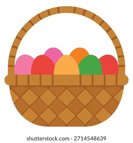Cesta de ovos ícone plano único branco fundo Páscoa símbolo web design logotipo