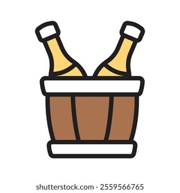 Basket filled with beer bottles icon, perfect for parties