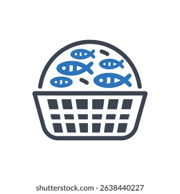 basket filled with fish icon