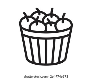 Basket filled with fresh apples, neatly arranged.
