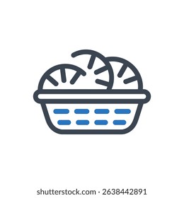 A basket filled with fruit slices.