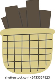 Korb mit Brennholz Vektor-Illustration