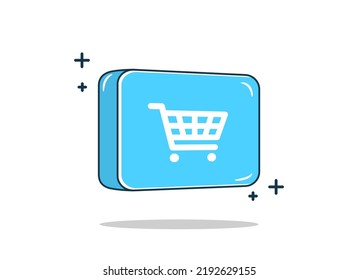 basket flat design outline style cute