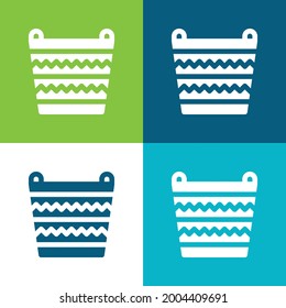 Juego de iconos mínimo de cuatro colores con canasta plana