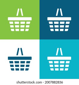 Juego de iconos mínimo de cuatro colores con canasta plana