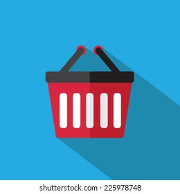 Basket flat icon with long shadow. Vector illustration eps10.