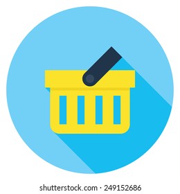 Basket flat icon. Modern flat icons with long shadow effect in stylish colors. Icons for Web and Mobile Application. EPS 10.